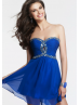 Chiffon Beaded Sweetheart Neckline Knee Length Prom Dress